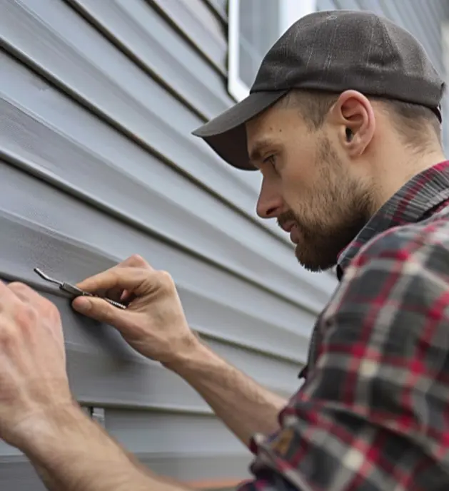 Man doing siding work